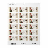 Adressenmarken - Tan n Cream Red Tulip Damask Adressaufkleber (Vorne)