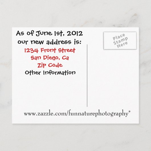 Adressenverschiebung Ankündigungspostkarte (Rückseite)