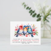 Adressenwechsel, bewegte Ankündigung Liebesvögel (Stehend Vorderseite)