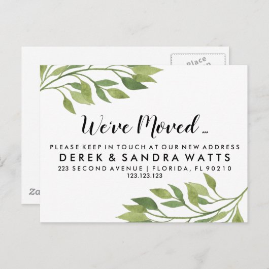 Adressenwechsel botanisch ankündigungspostkarte (Vorne/Hinten)