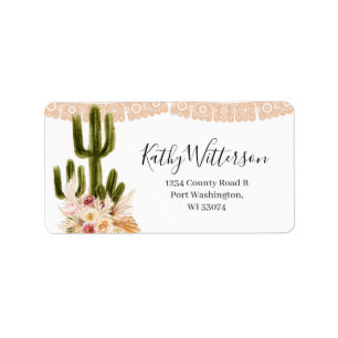 Adressetikett Boho Cactus Taco über Liebe Dusche