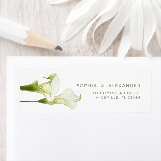 Adressetikett Calla-Lilien Hochzeit. (Insitu)