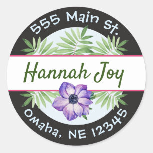 Adressetikett für Aquarellfarben-Blätter Runder Aufkleber