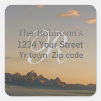 Adressetikett für Familienteton und Wolken Quadratischer Aufkleber