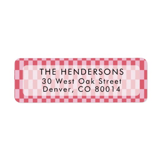 Adressetikett für hellrosa und rote Schachbretter (Vorne)