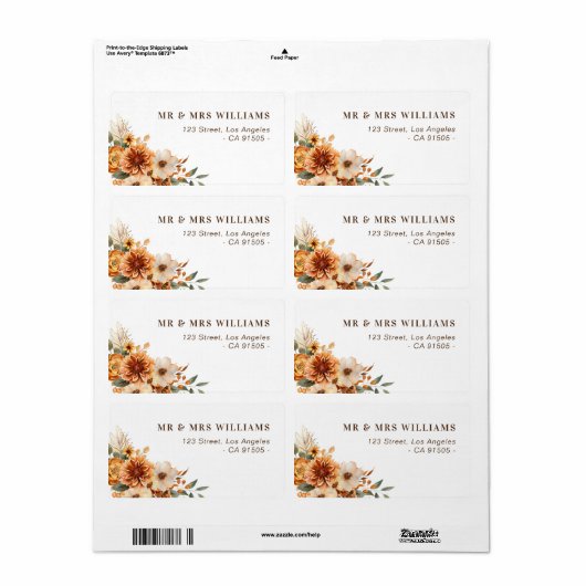 Adressetikett für Herbst-Herbst-Blume (Vorne)