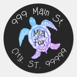 Adressetikett für Meeresschildkröten Runder Aufkleber