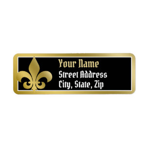 Adressetikett "Gold Border Fleur-de-lis"