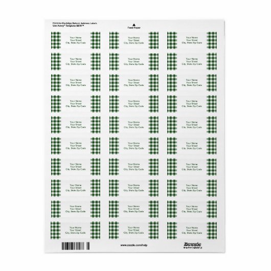 Adressetikett "Green and White Gingham Pattern" (Vorne)