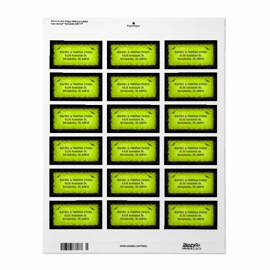 Adressetikett - Halloween Grün mit schwarzer Grenz (Vorne)