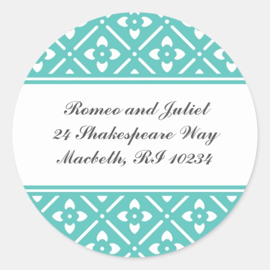 Adressetikett mit Lotus Square Muster Runder Aufkleber (Vorderseite)