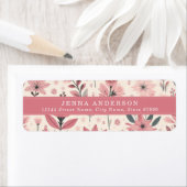 Adressetikett mit rosa Blumen Hintergrund (Insitu)