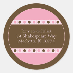 Adressetikett - Rosa und Braun Runder Aufkleber