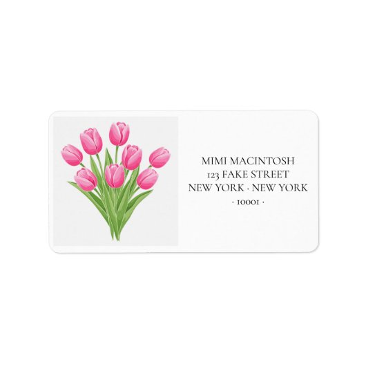 Adressetiketten mit rosa Tulpenstrauß (Vorne)