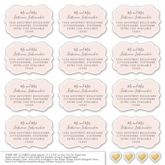 Adressierte Gast-Mailing-Labels Bracket Form pink Aufkleber (Vorderseite)