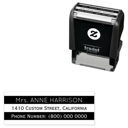 Adressinformationen mit schwarzweißem Streifen Permastempel (Beispiel)