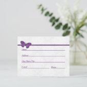 Adresskarten Hochzeitstorte Butterfly Brocade Lila Postkarte (Stehend Vorderseite)