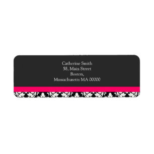 Adressmarken mit Hot Pink Damask