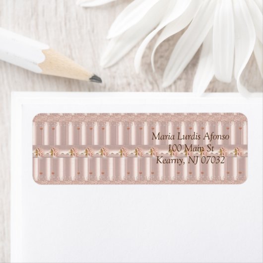 Adressmarken Rosa Rose Glitzer Tropfen (Insitu)