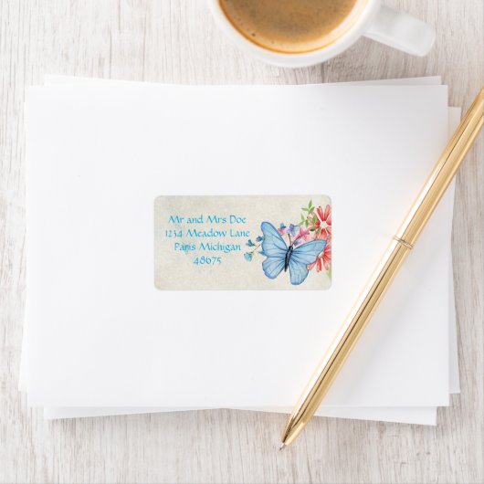 Adressmarken/Schmetterling und Blume Adressaufkleber (Insitu)