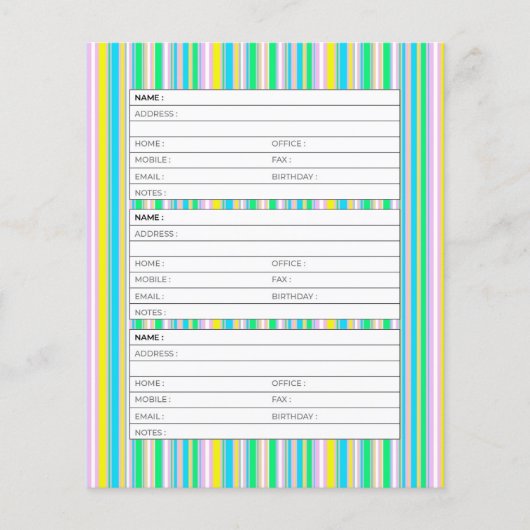 Adressseite für Pastel Stripes (Vorderseite)