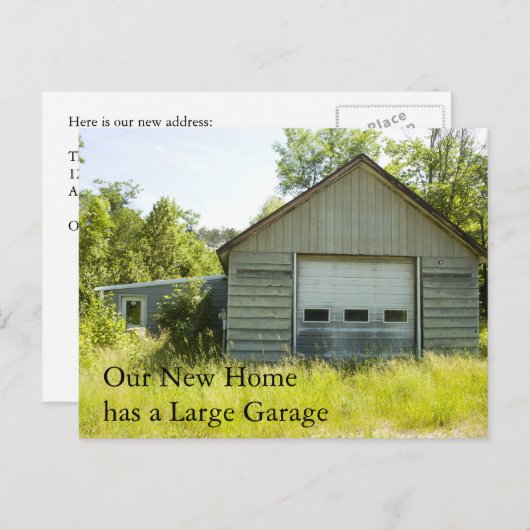 Adresswechsel: Große Garage Ankündigungspostkarte (Vorne/Hinten)