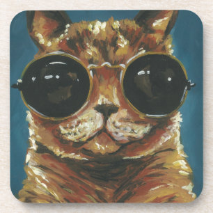Adrette Miezekatze des Tier-  in der Sonnenbrille Getränkeuntersetzer