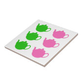 Adrette rosa und grüne Teekannen Fliese (Seite)