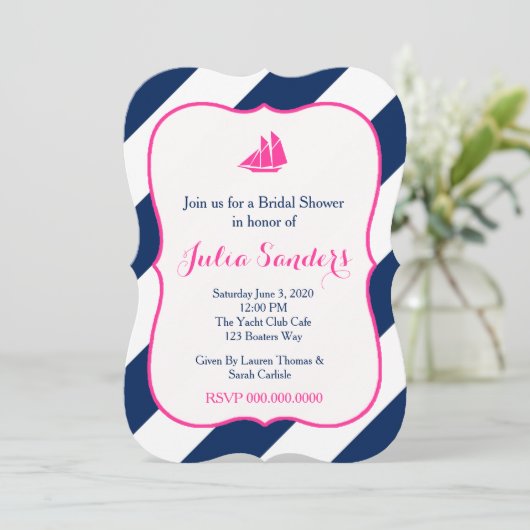 Adrette Segel im Pink Einladung (Stehend Vorderseite)
