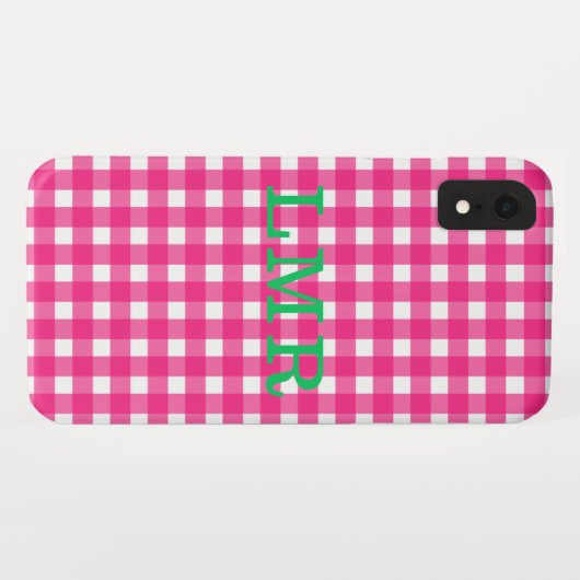 Adretter Monogramm-Gingham IPhone XR Fall Case-Mate iPhone Hülle (Rückseite (Horizontal))