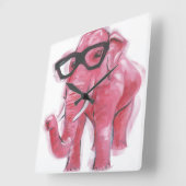 Adretter rosa Elefant des Tier-| in den Brillen Quadratische Wanduhr (Winkel)