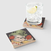 Adretter WeihnachtsSchneemann Steinuntersetzer (Seitenansicht)