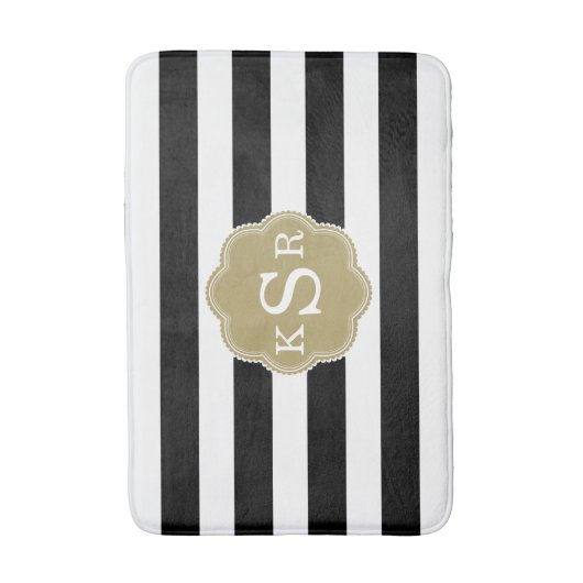 Adrettes Chic | schwarze u. weiße Badematte (Vorderseite Vertikal)