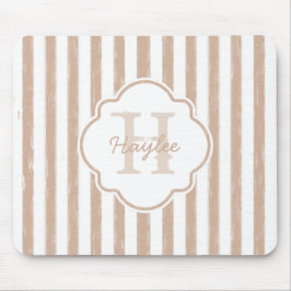 Adrettes gemaltes TAN Stripes Monogramm und Namen Mousepad