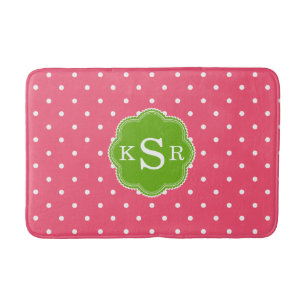 Adrettes Girly Wassermelone-Rosa-Grün punktiert Badematte