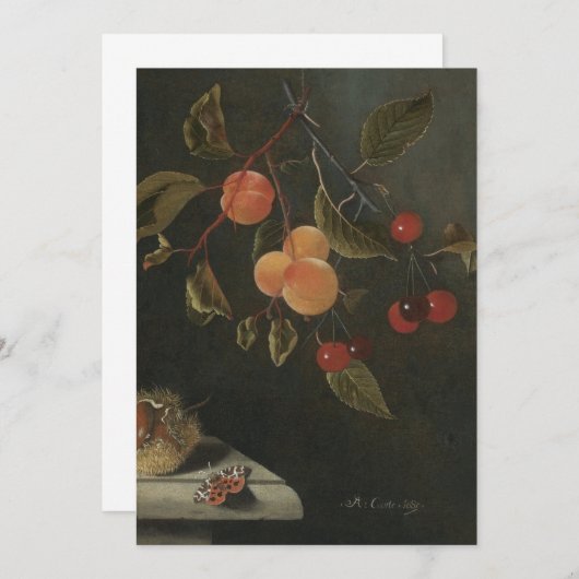 Adriaen Coorte - Stillleben mit Schmetterling, Apr Einladung (Vorne/Hinten)