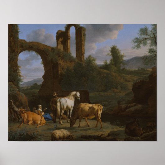 Adriaen van de Velde - Pastorale Landschaft Poster (Vorne)