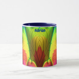 ADRIAN ~ 3D-Fraktal ~ Rosa, Gelb und Blau Tasse