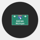 Adrian Michigan Mi Interstate Highway Vacation Sou Runder Aufkleber (Vorderseite)