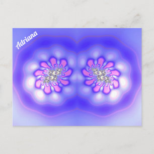 ADRIANA ~ 3D-Fraktal Design ~ Pink Blue Mauve ~ Postkarte