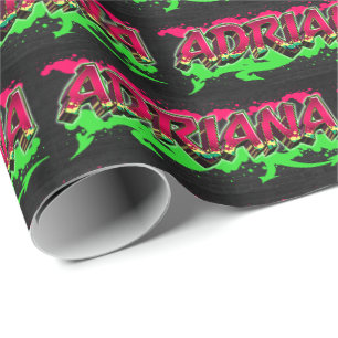 Adriana Vorname Name Graffiti red green Geschenkpapier