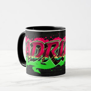Adriana Vorname Name Graffiti red green Tasse