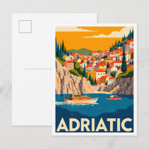 Adriatisches Kroatien Kunst Vintage Reise Postkarte