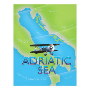 Adriatisches Meer Flugkarte Fotodruck