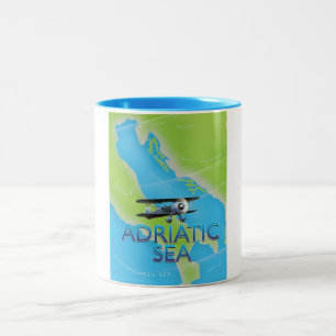 Adriatisches Meer Flugkarte Zweifarbige Tasse
