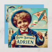 ADRIEN ~ Geburtstagskarte ~ Flying Kite ~ Flat Car (Vorne/Hinten)