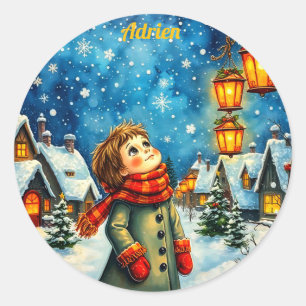 ADRIEN ~ HÜBSCHE 3D! Gold, Rot und Grün ~ Runder Aufkleber