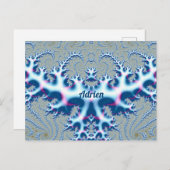 ADRIEN ~ Icy White and Blue 3D Fraktal Design ~ Postkarte (Vorne/Hinten)
