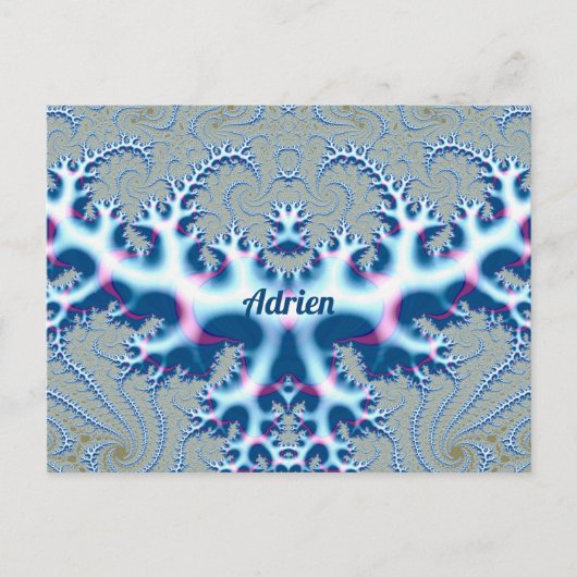 ADRIEN ~ Icy White and Blue 3D Fraktal Design ~ Postkarte (Vorderseite)