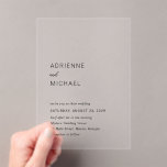 Adrienne Simple Modern Wedding Acryleinladungen<br><div class="desc">Einfache Hochzeitsacryl-Einladung mit minimalistischem Layout und einer Kombination aus elegantem Drehbuch,  moderner Sans Serif und klassischen Serif-Schriftart.</div>